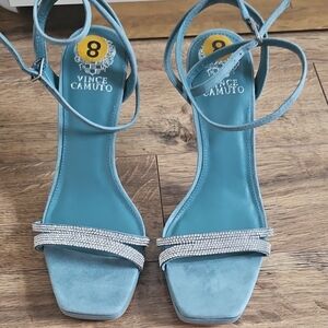 Vince Camuto Blue and Silver Strappy Heels